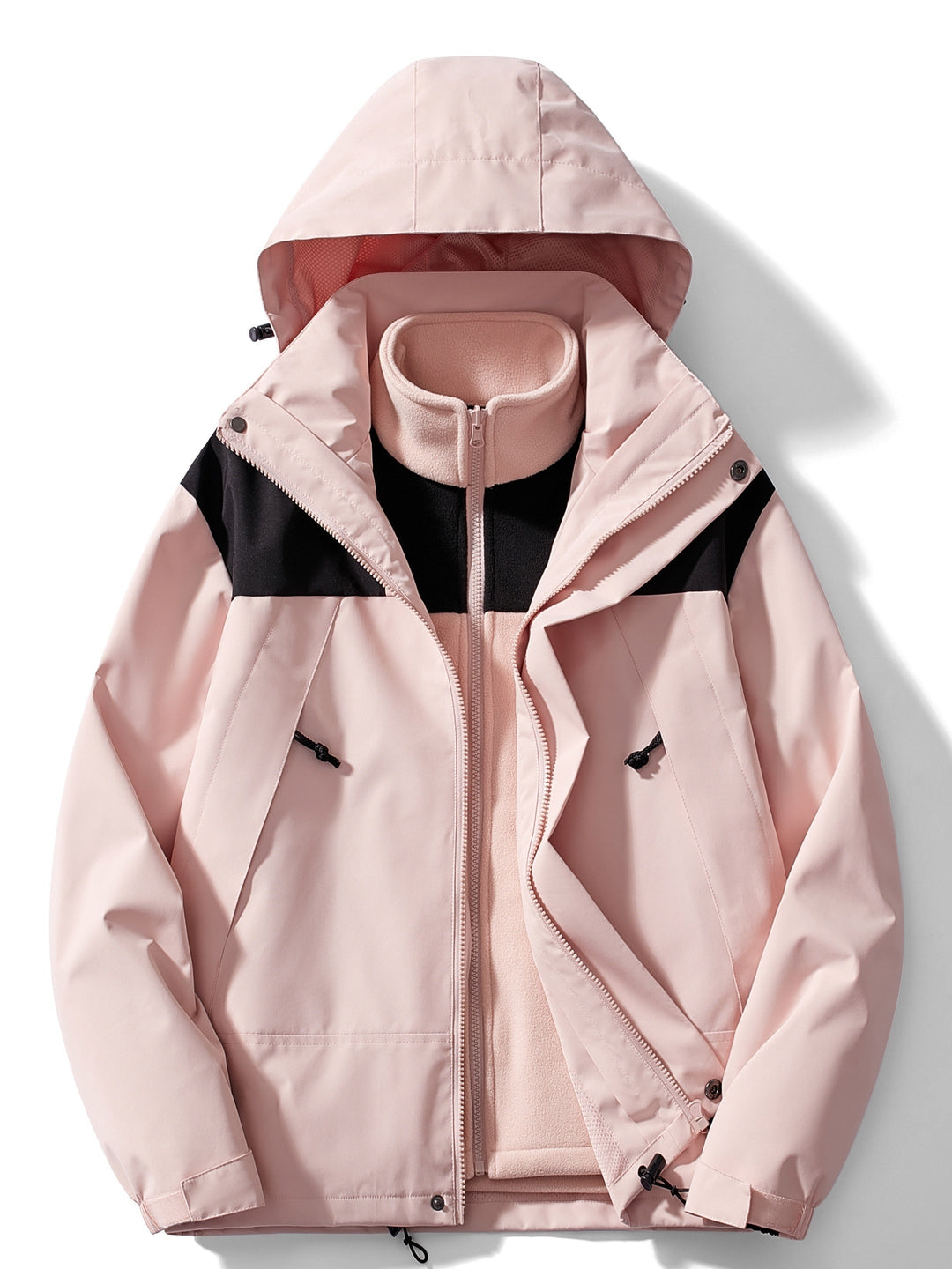 Veste de pluie 3-en-1 pour femme avec polaire à capuche, pour l’automne