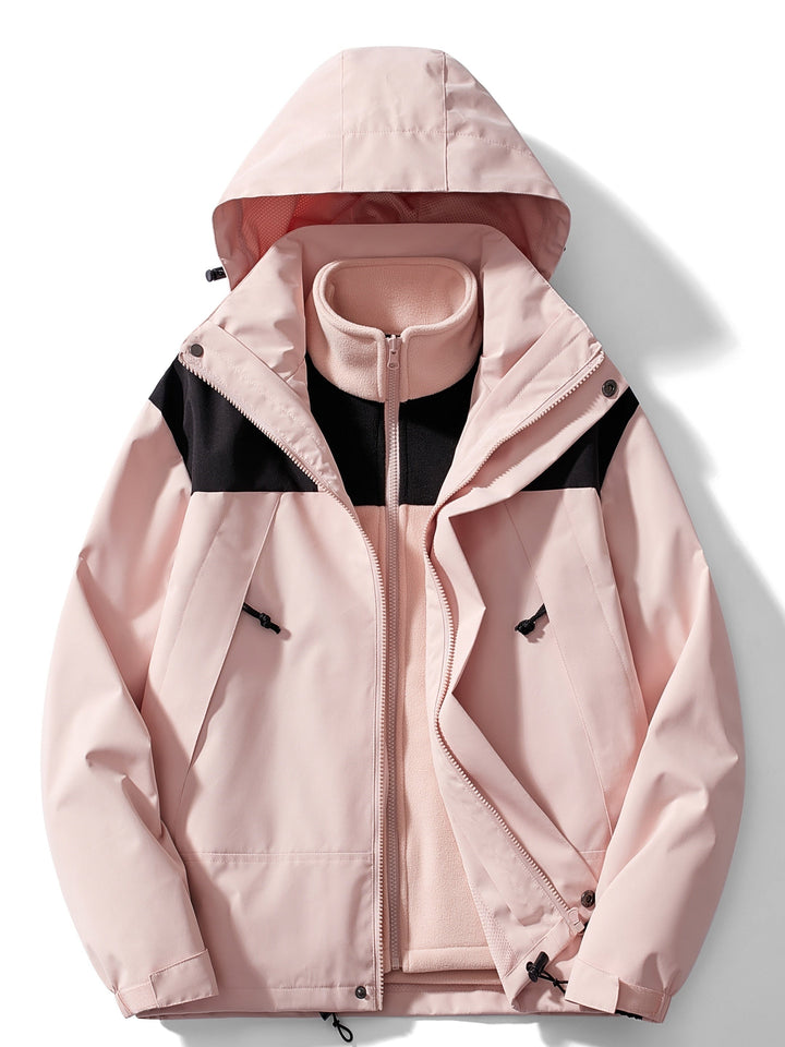 Veste de pluie 3-en-1 pour femme avec polaire à capuche, pour l’automne