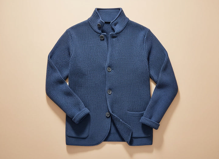 Cardigan homme en laine à col châle boutonné pour l’automne