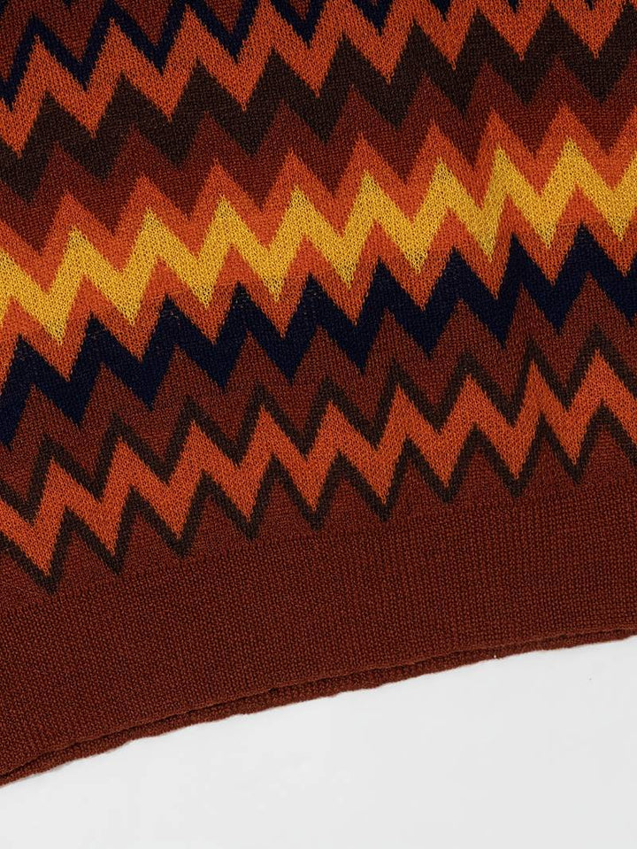 Pull rétro stylé avec motif zigzag tendance