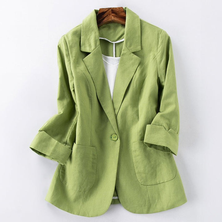 Women's linen blazer jacket, elegant fall fit