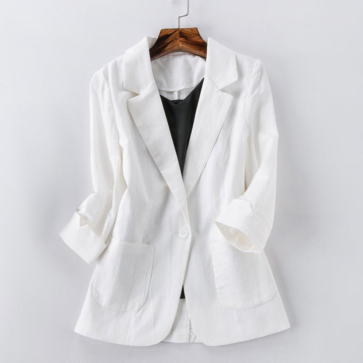 Women's linen blazer jacket, elegant fall fit