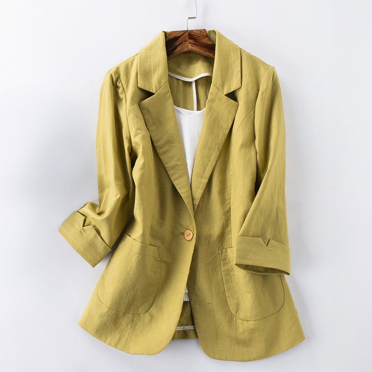 Women's linen blazer jacket, elegant fall fit