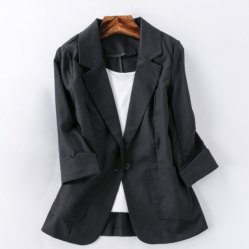Women's linen blazer jacket, elegant fall fit