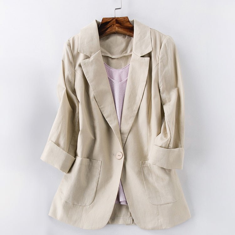 Women's linen blazer jacket, elegant fall fit