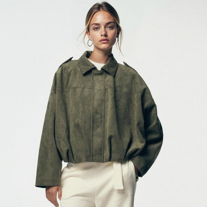 Blouson bomber oversize pour femme en daim, mi-saison, automne