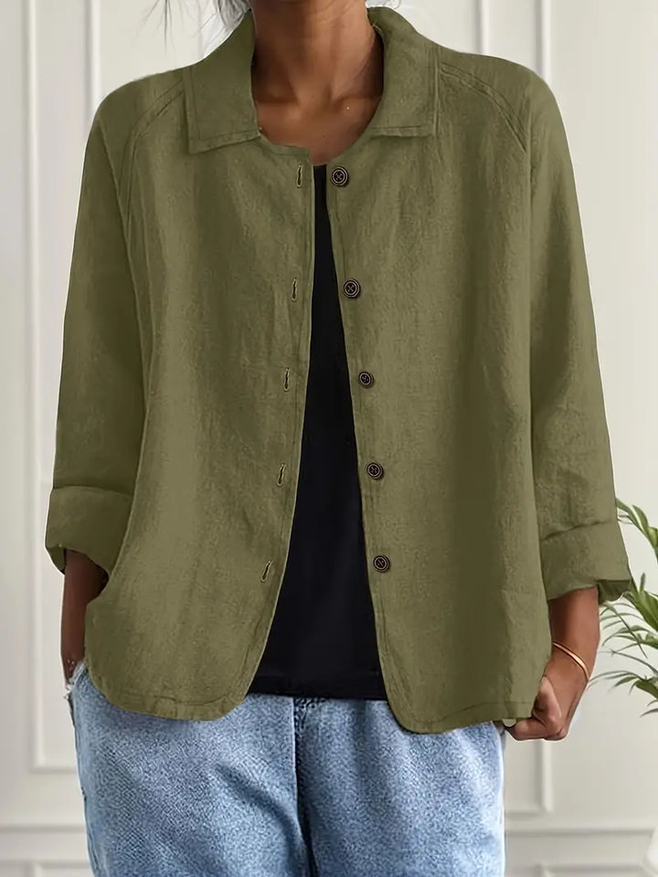 Lightweight women's cotton shirt cardigan, button-up autumn vest