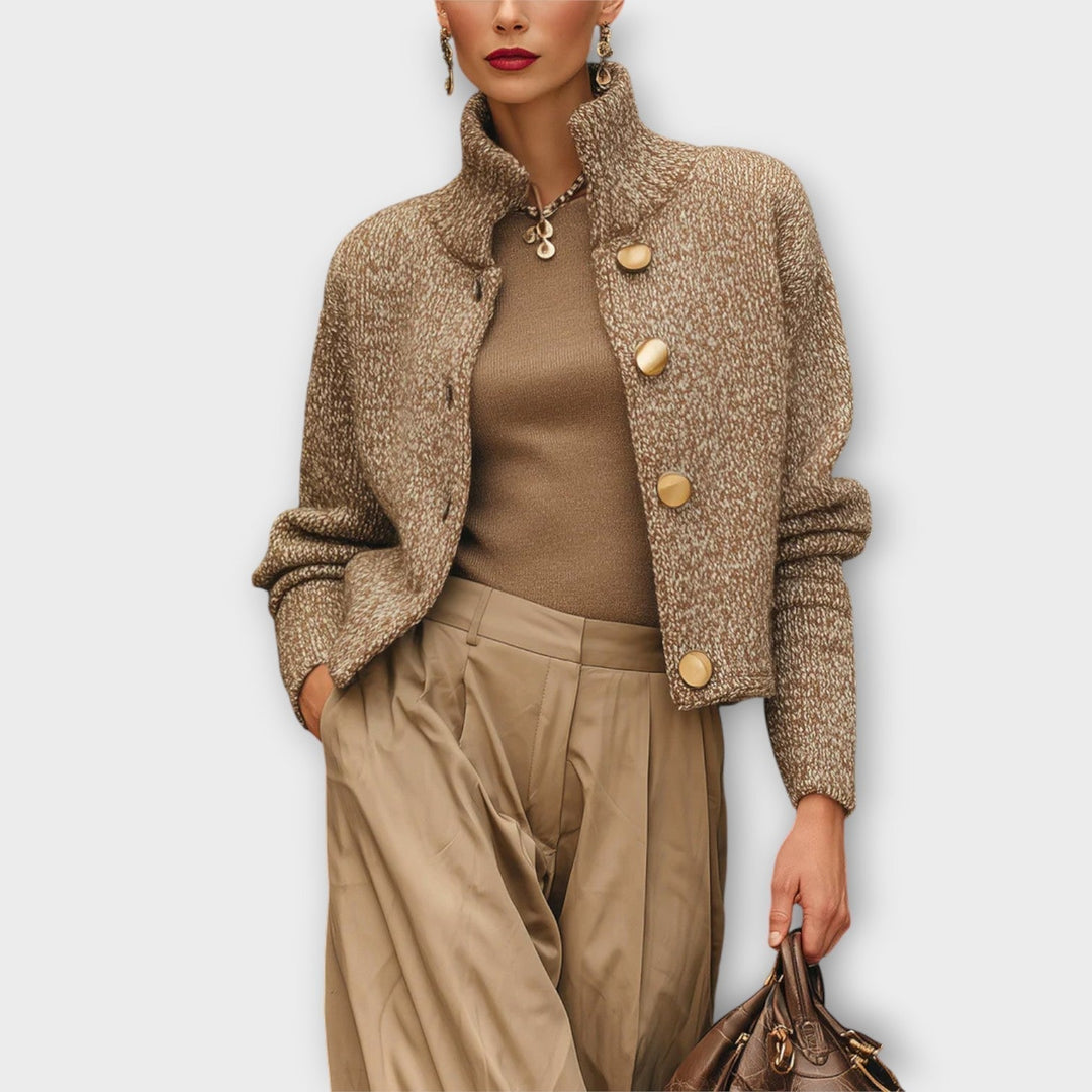 Veste femme courte en maille de laine, élégante, pour l’automne