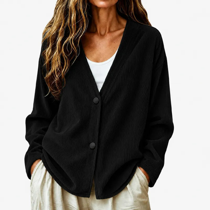 Women's V-neck knitted button-up cardigan for autumn