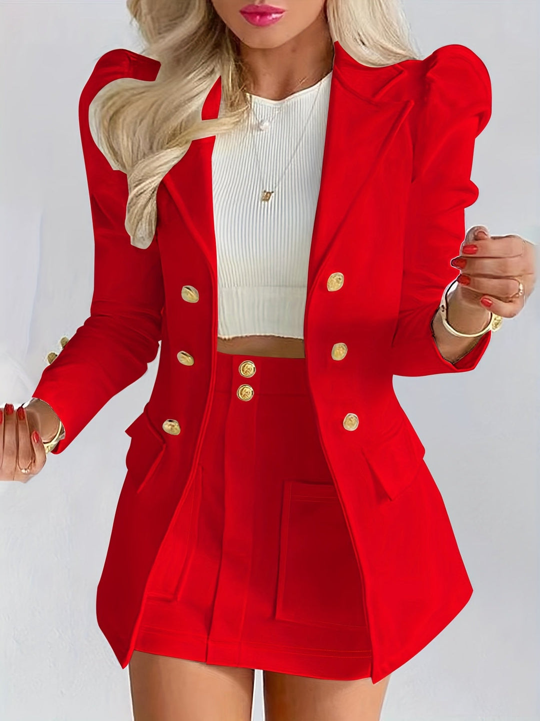Kaelis | Chic Blazer Set for Women with Elegant Blazer, Long Sleeves, and Matching Mini Skirt for a Refined Look