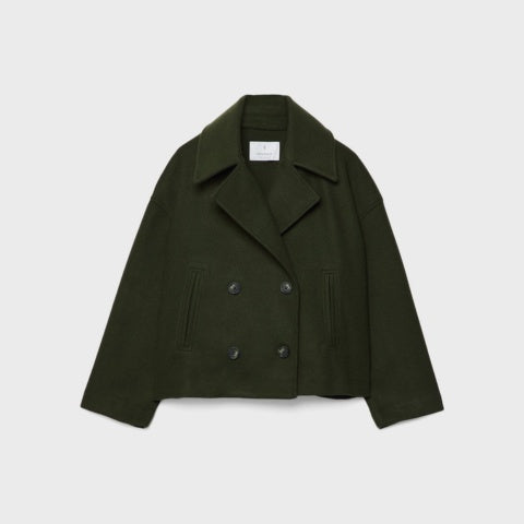 Elegant short wool coat for women, double-breasted, for autumn