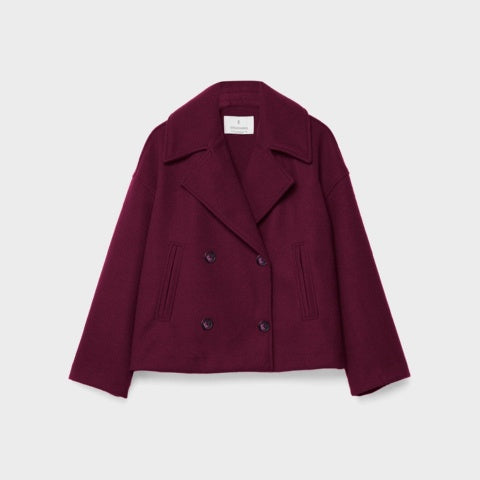 Elegant short wool coat for women, double-breasted, for autumn