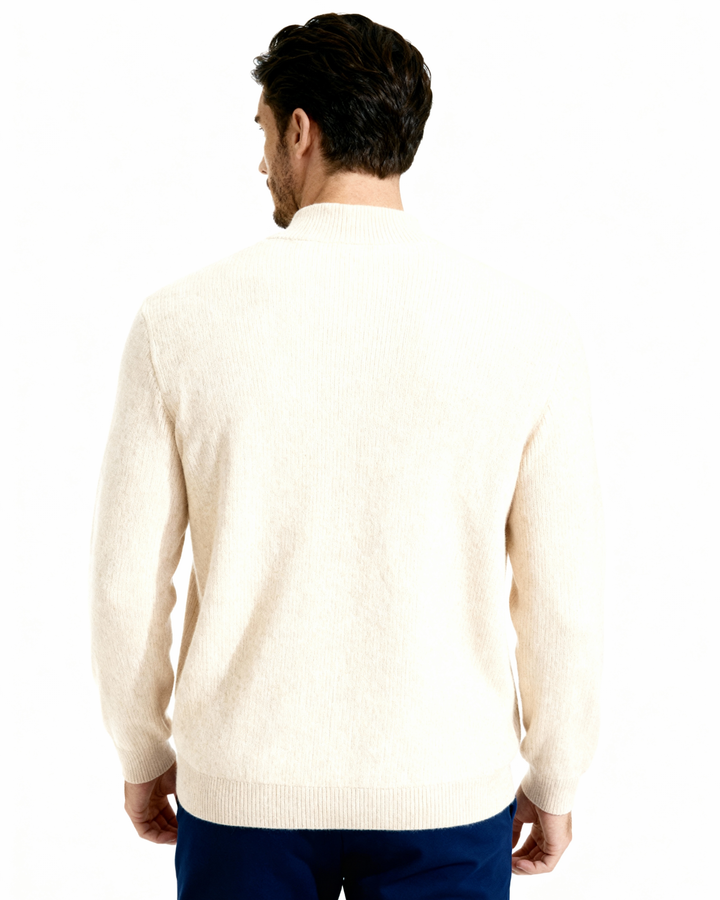 Gilet en laine pour homme à fermeture éclair avec col montant, maille automnale