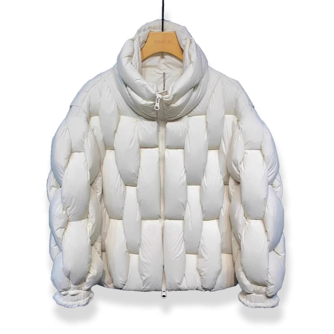 Doudoune femme oversize en duvet à col, courte et chaude pour l’hiver