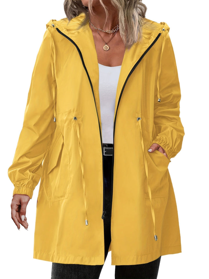 Veste de pluie pour femme de taille plus avec capuche en polyester, légère et décontractée pour l'automne