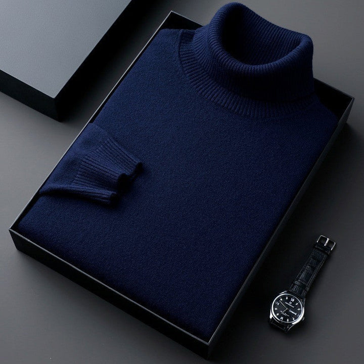 Pull en maille ajusté à col roulé pour homme, idéal pour l’automne