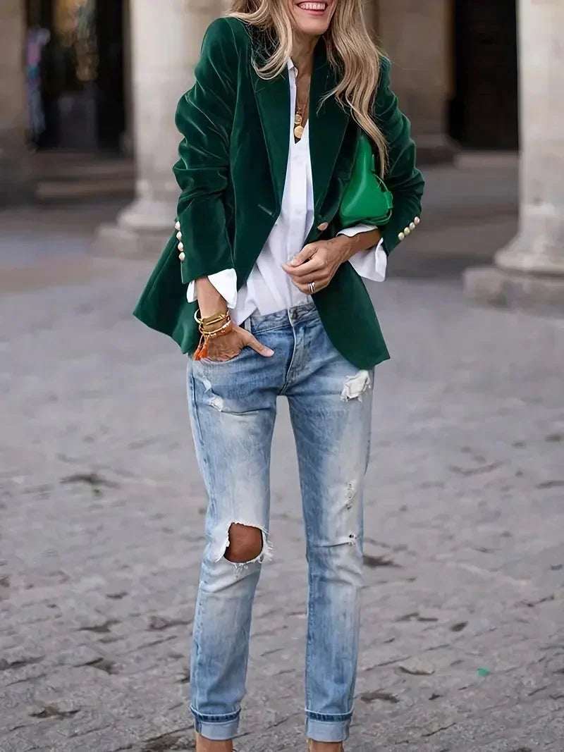Blazer oversize pour femme en simili cuir avec col, pour l’automne, à styliser