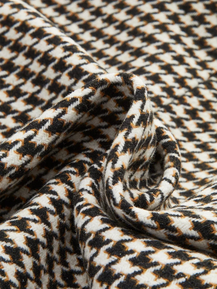 Blazer femme à motif pied-de-poule avec ceinture, coupe élégante et fente pour l'automne