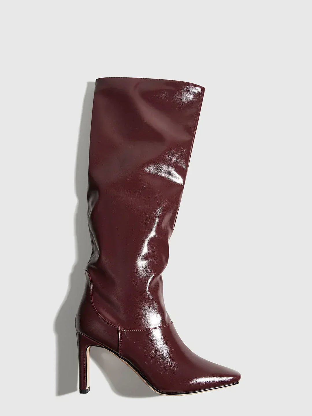 Bottes hautes en cuir pour femme à bout carré sur talon stable pour l'automne