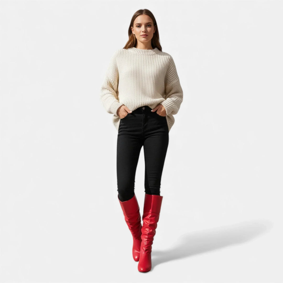 Bottes pour femme mi-mollet en cuir avec noeud et talon bas pour l'automne