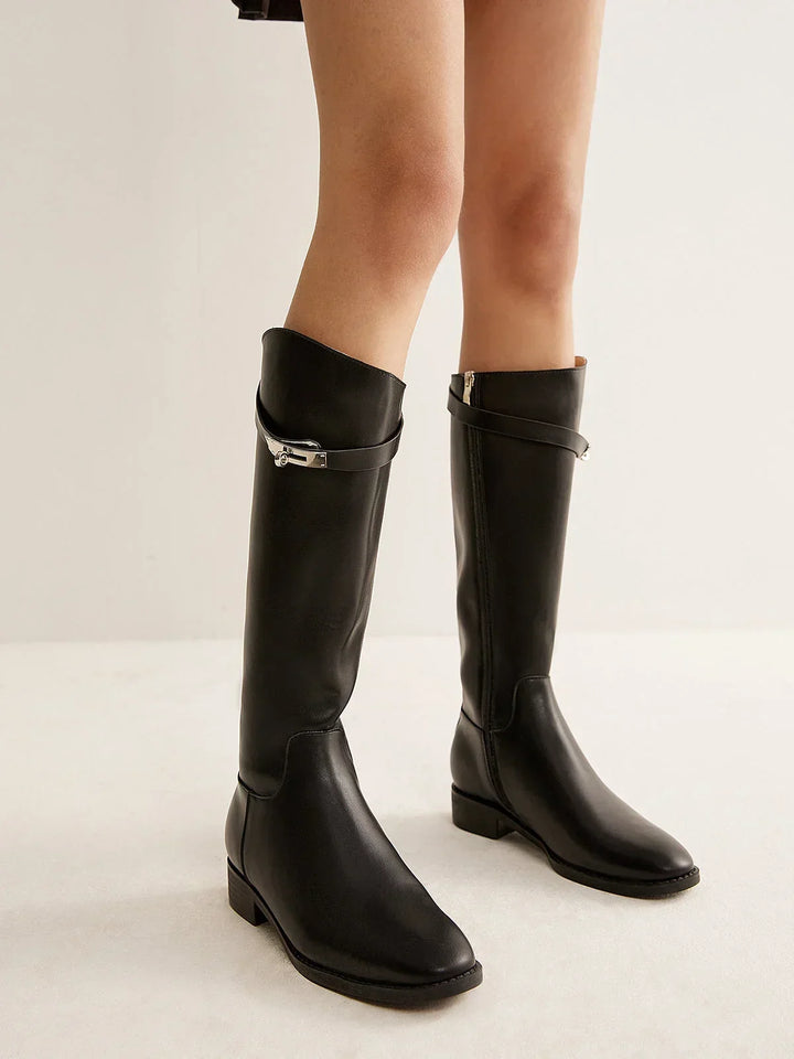 Bottes d'équitation pour femmes pour l'automne, avec des boucles décoratives et une semelle intérieure confortable
