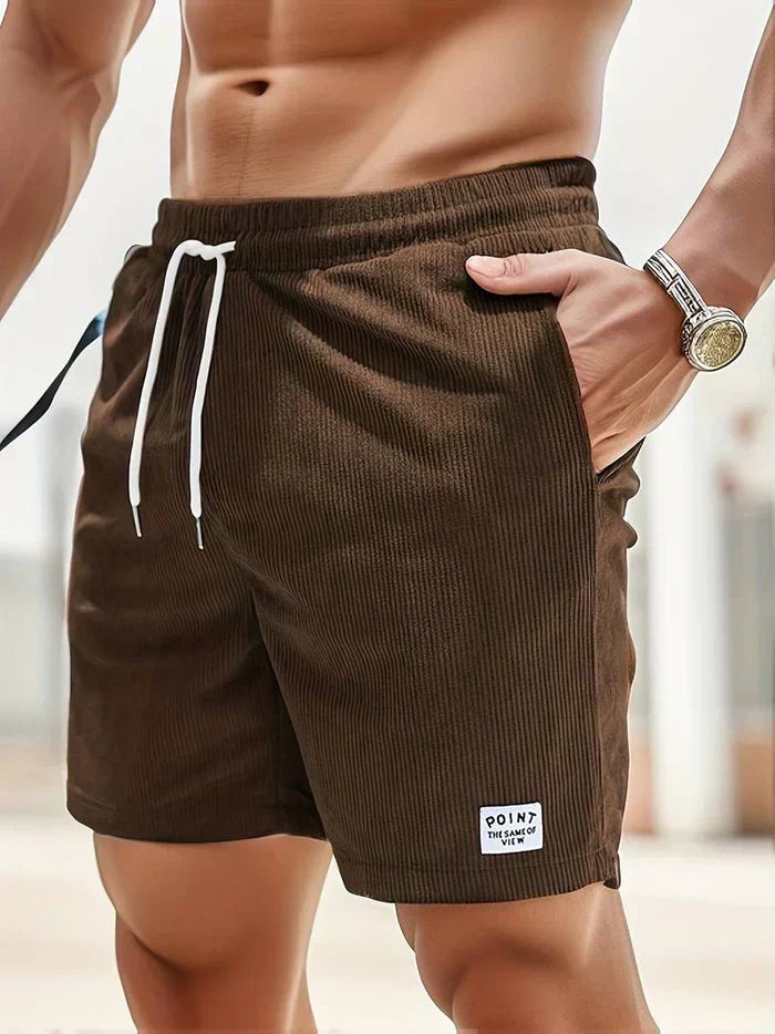 Short casual pour hommes confortables avec taille élastique et cordon de serrage réglable - Tissu structuré moderne pour un look élégant.