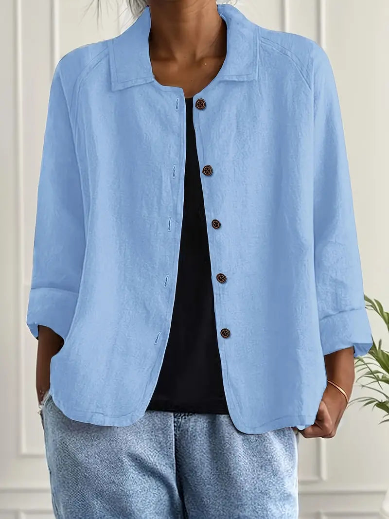 Lightweight women's cotton shirt cardigan, button-up autumn vest