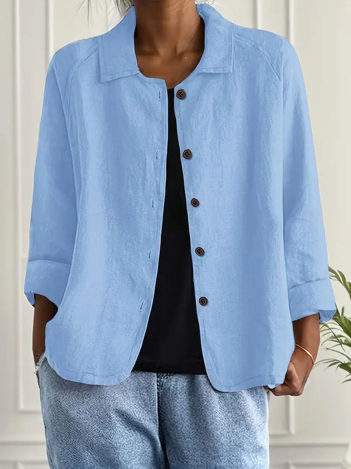Lightweight women's cotton shirt cardigan, button-up autumn vest