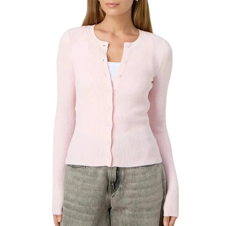 Cardigan pour femme en maille ajusté à manches longues côtelées pour l'automne