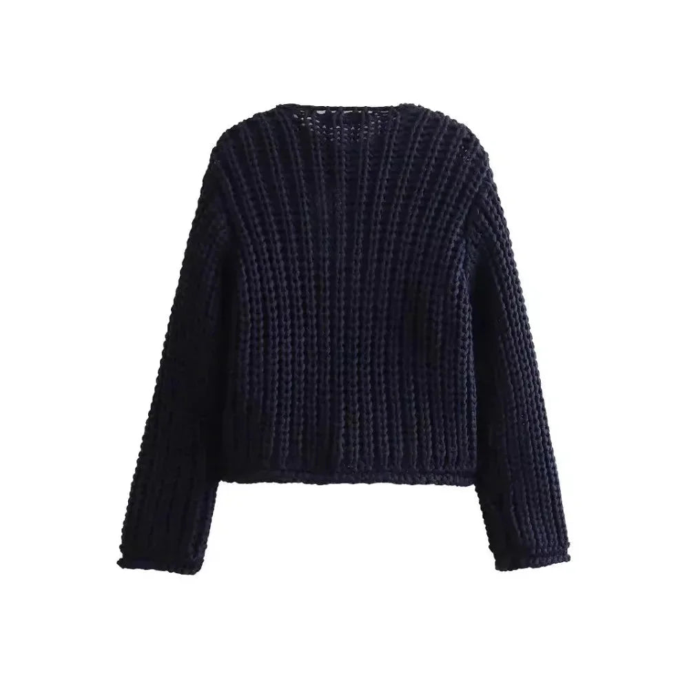Cardigan femme en maille à fermeture boutonnée, coupe fluide et élégante pour l’automne