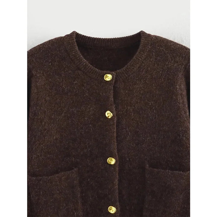 Gilet femme en maille douce à coupe décontractée avec poches, idéal pour l’automne
