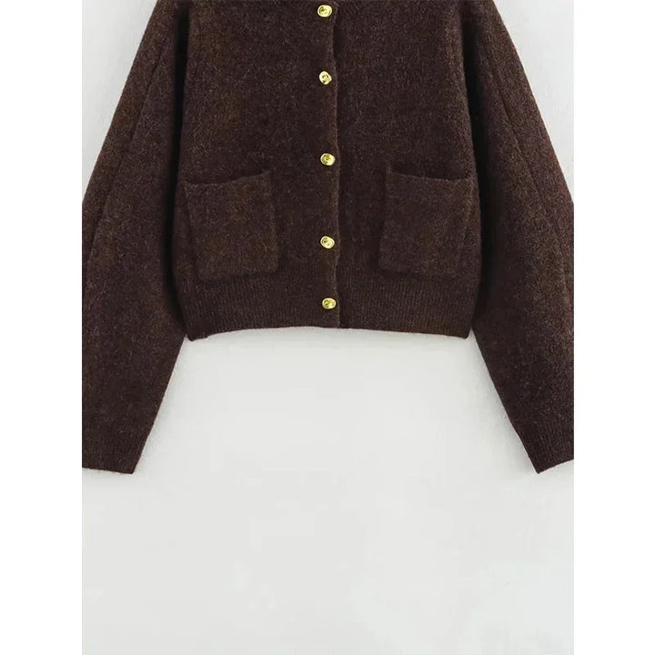 Gilet femme en maille douce à coupe décontractée avec poches, idéal pour l’automne