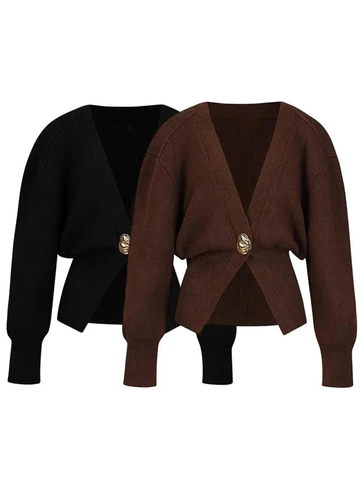 Gilet léger pour femme à col en V avec boutons décoratifs pour la saison estivale