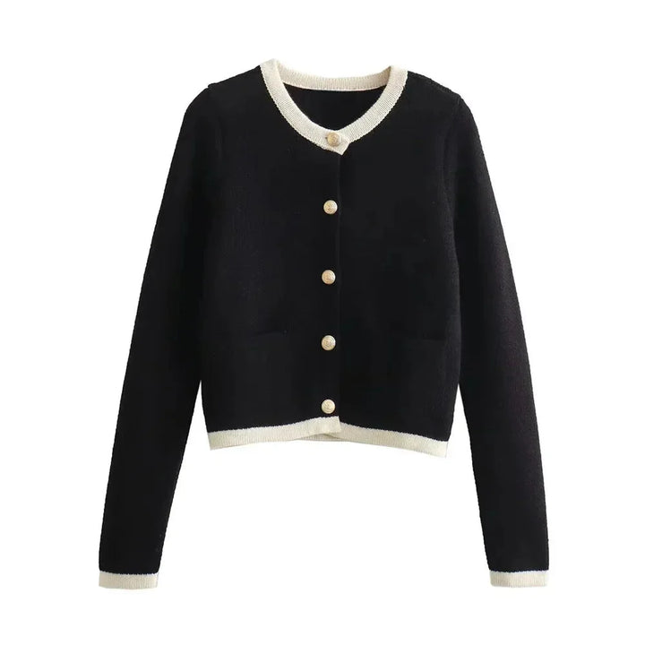 Cardigan femme en maille de laine à boutons, coupe confortable et décontractée pour l’automne