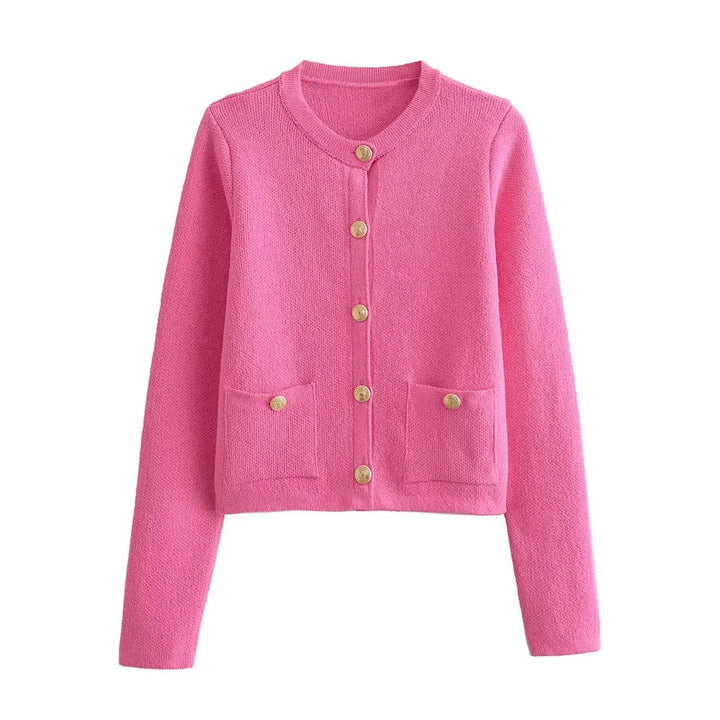 Cardigan femme en maille de laine à boutons, coupe confortable et décontractée pour l’automne