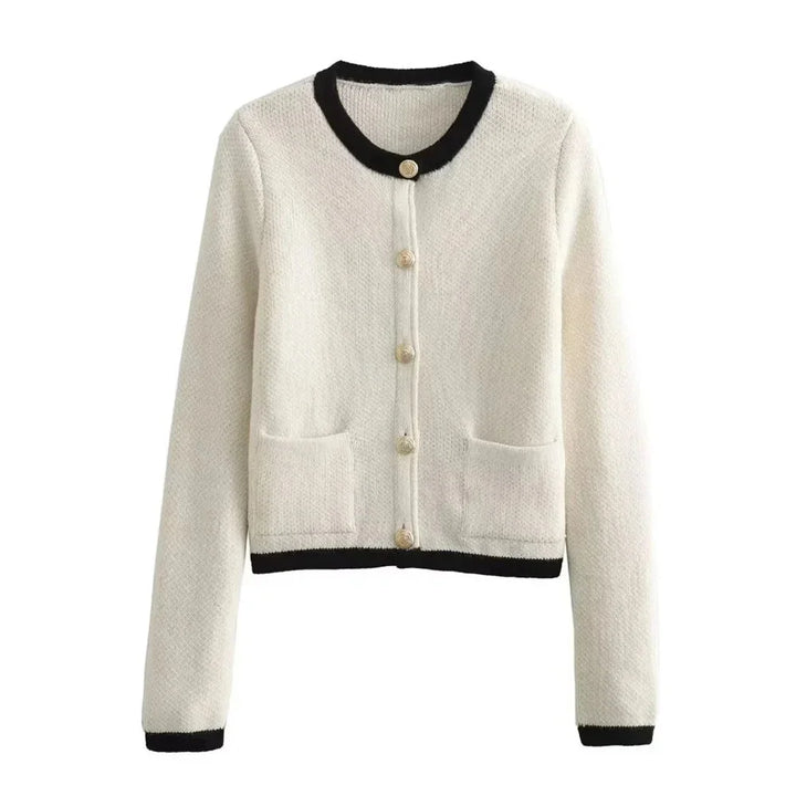 Cardigan femme en maille de laine à boutons, coupe confortable et décontractée pour l’automne