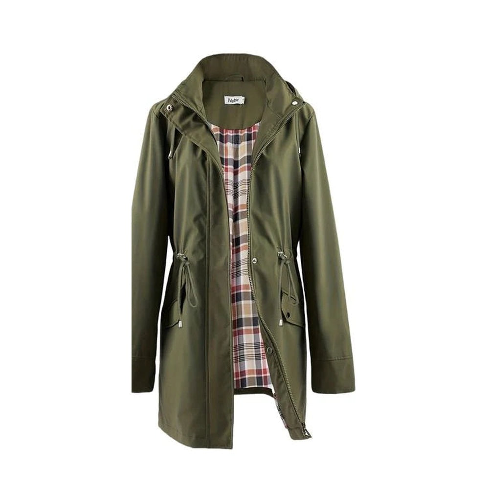 Long women's waterproof coat with removable hood and lining, windproof rain jacket for autumn