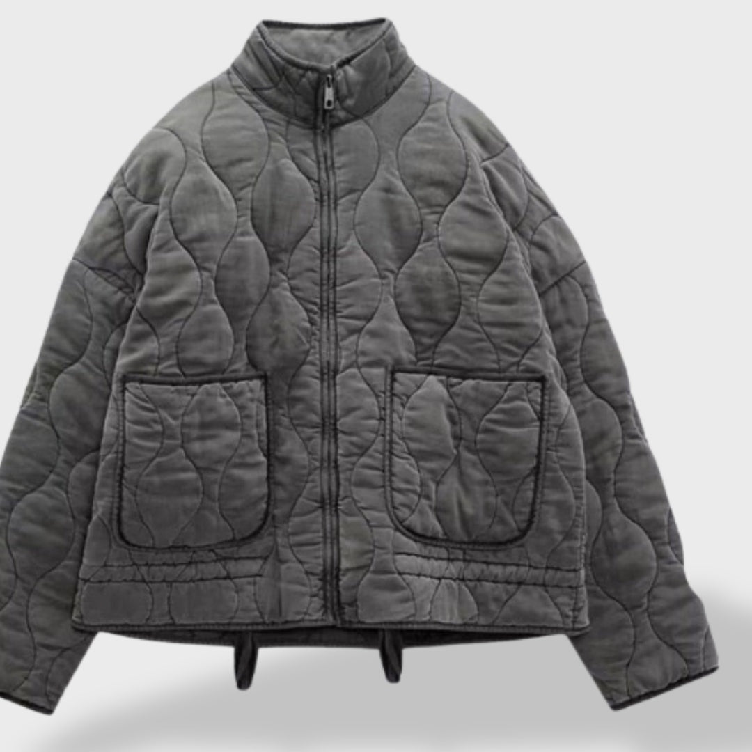 Veste matelassée femme courte à col montant, chaude, pour la mi-saison et l’automne