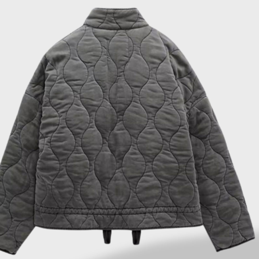 Veste matelassée femme courte à col montant, chaude, pour la mi-saison et l’automne