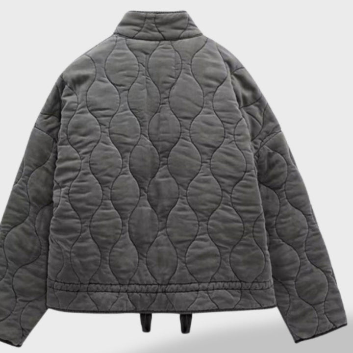 Veste matelassée femme courte à col montant, chaude, pour la mi-saison et l’automne