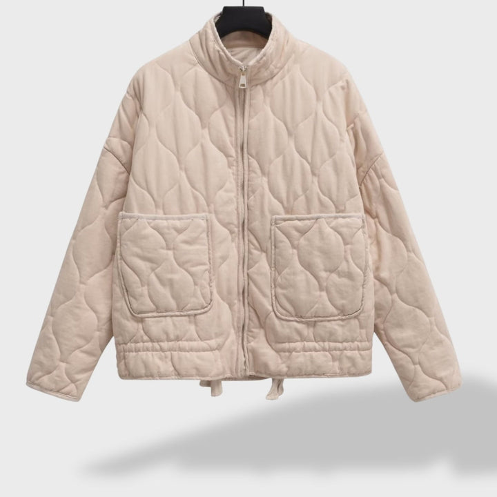 Veste matelassée femme courte à col montant, chaude, pour la mi-saison et l’automne