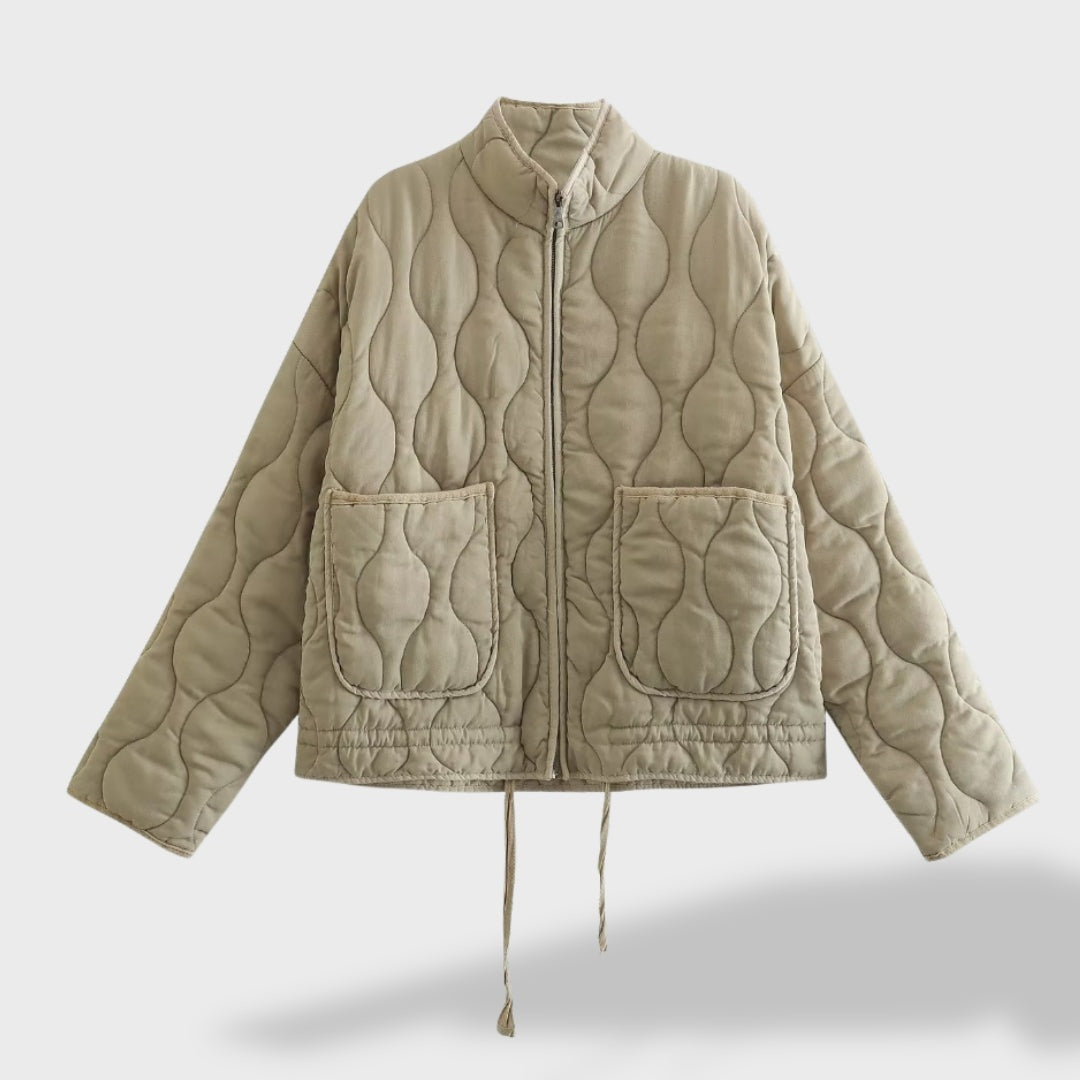 Veste matelassée femme courte à col montant, chaude, pour la mi-saison et l’automne