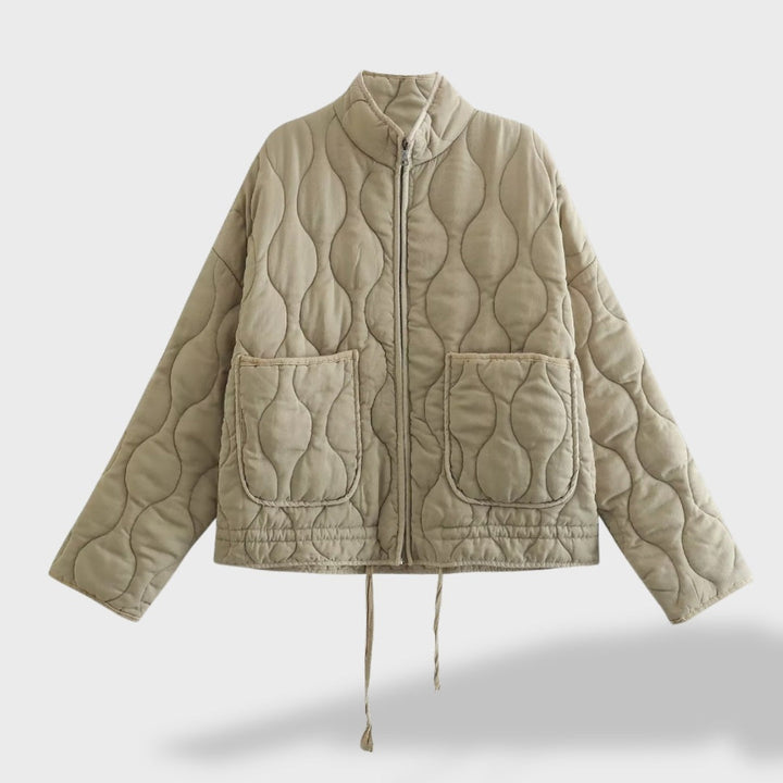 Veste matelassée femme courte à col montant, chaude, pour la mi-saison et l’automne