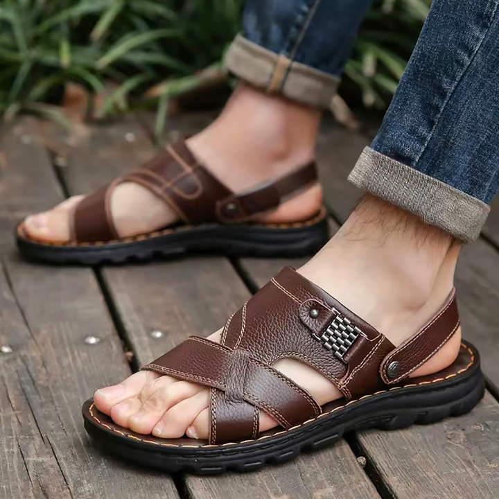 Elegant and comfortable men's summer leather sandals - Vincente