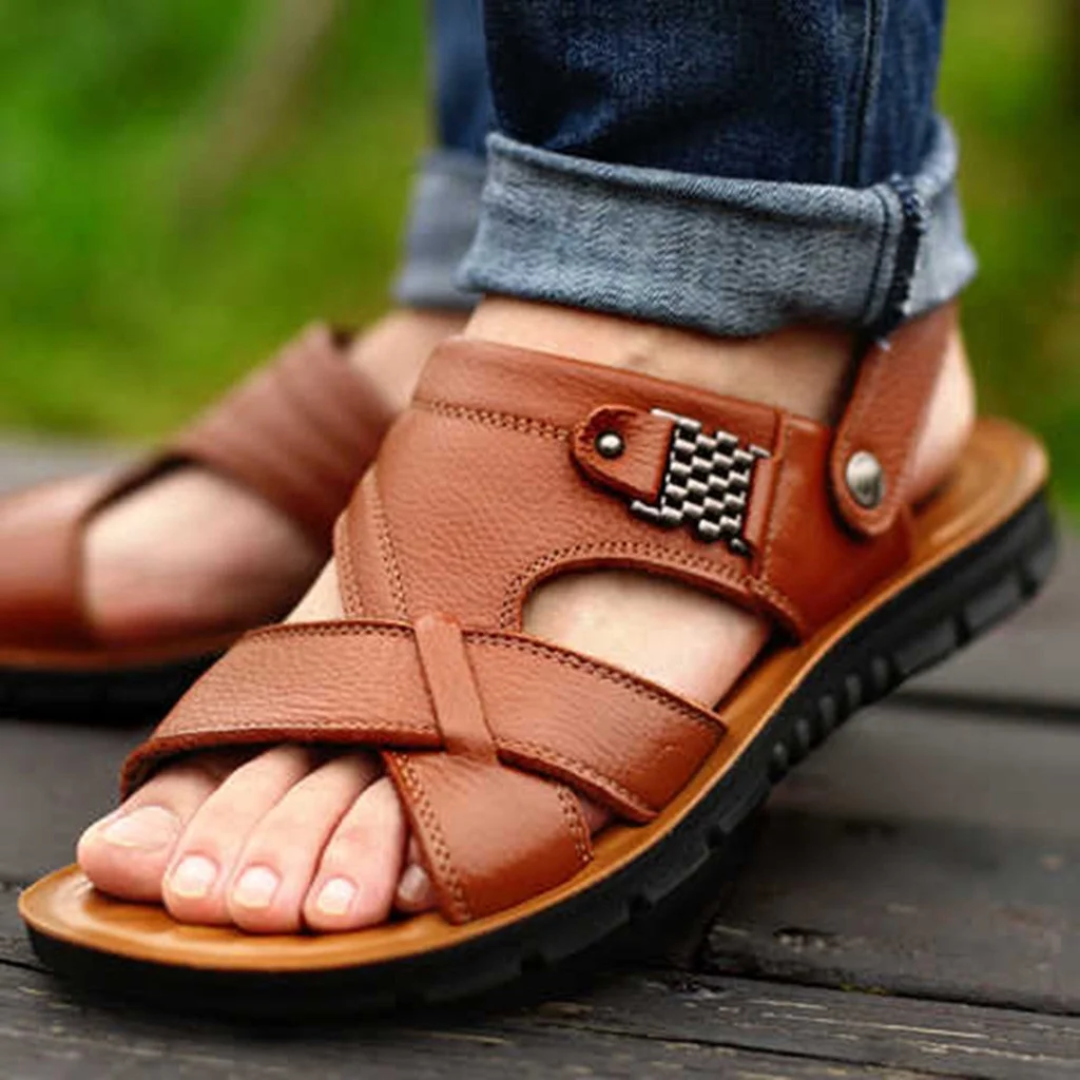 Elegant and comfortable men's summer leather sandals - Vincente