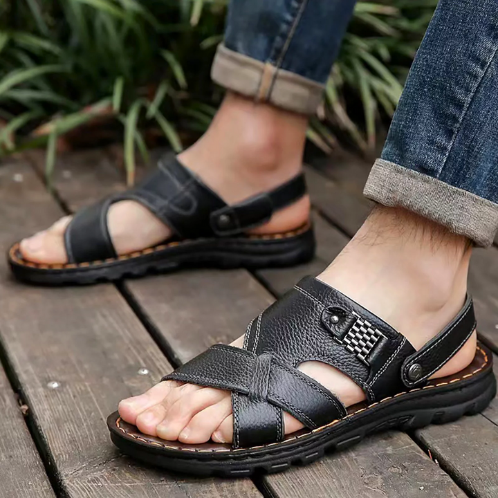 Elegant and comfortable men's summer leather sandals - Vincente