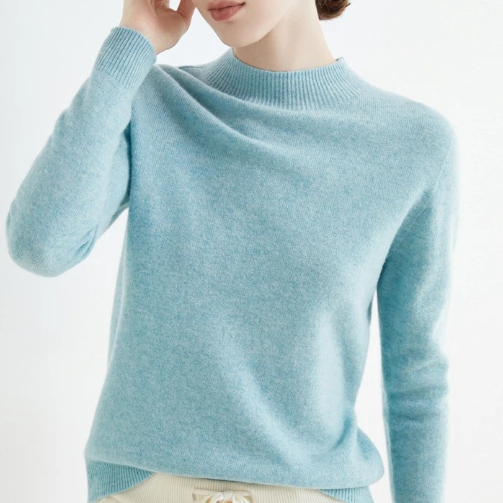 Pull femme en cachemire tricoté pour l’automne à manches longues et coupe élégante