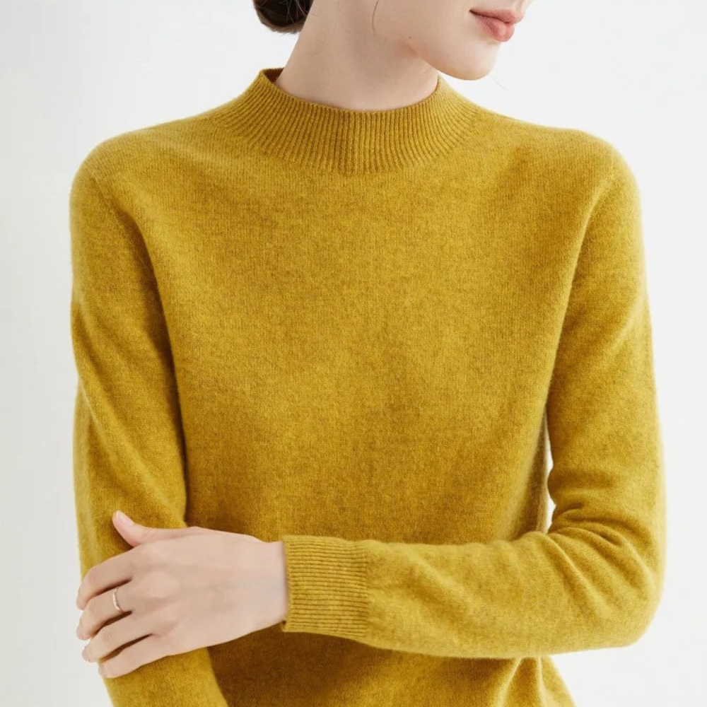 Pull femme en cachemire tricoté pour l’automne à manches longues et coupe élégante