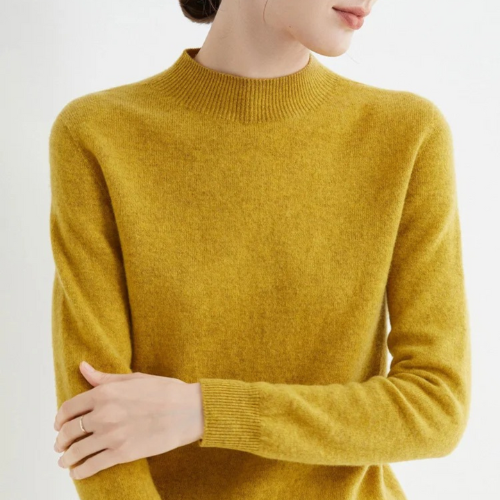 Pull femme en cachemire tricoté pour l’automne à manches longues et coupe élégante