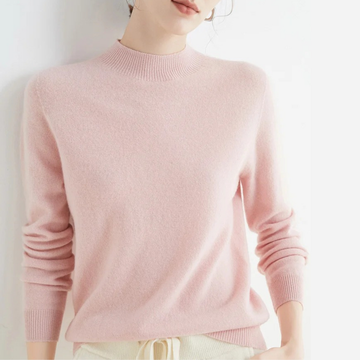 Pull femme en cachemire tricoté pour l’automne à manches longues et coupe élégante